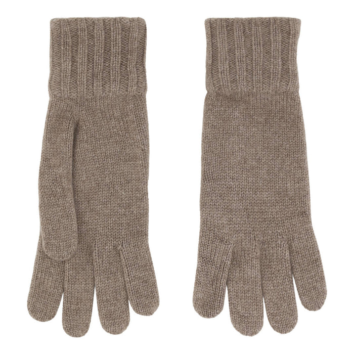 Cashmere handsker med bred rib i mørk beige