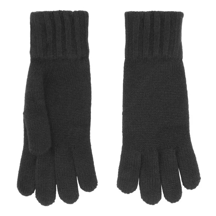 Cashmere handsker med bred rib i sort