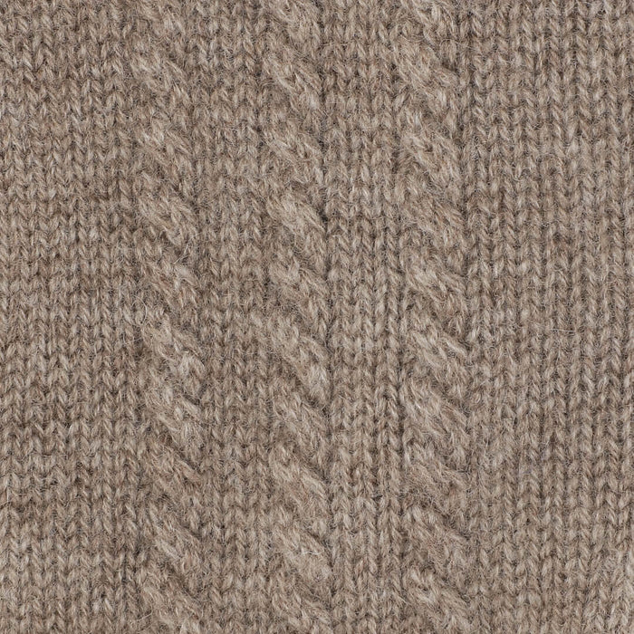 Cashmere handsker med flet mønster i mørk beige