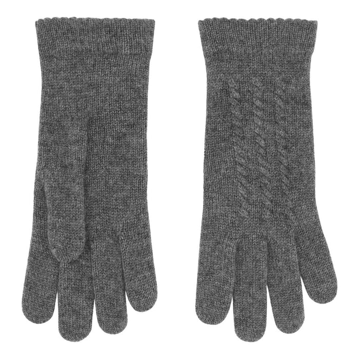 Cashmere handsker med flet mønster i mørkegrå