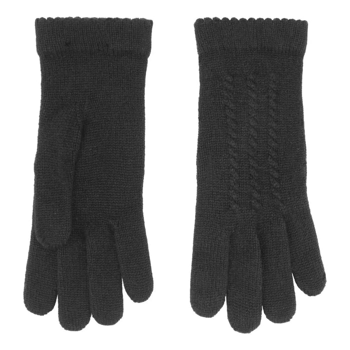 Cashmere handsker med flet mønster i sort