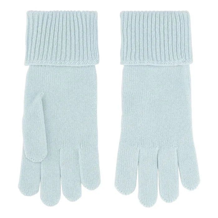 Cashmere handsker med rib kant i isblå