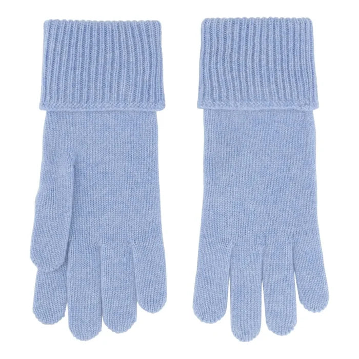 Cashmere handsker med rib kant i lys lavendel blå