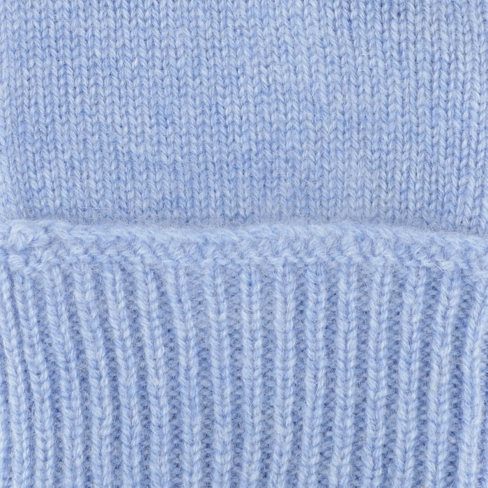 Cashmere handsker med rib kant i lys lavendel blå