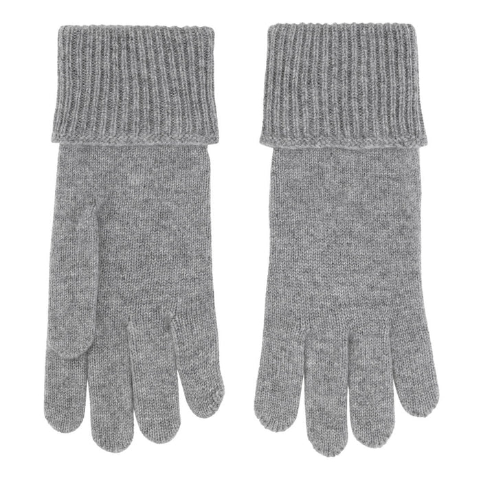Cashmere handsker med rib kant i lysegrå