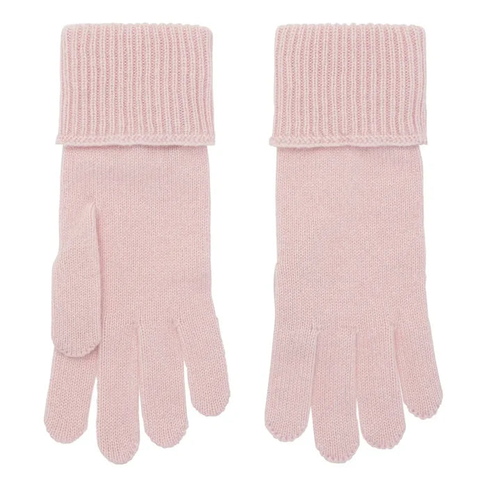 Cashmere handsker med rib kant lyserød