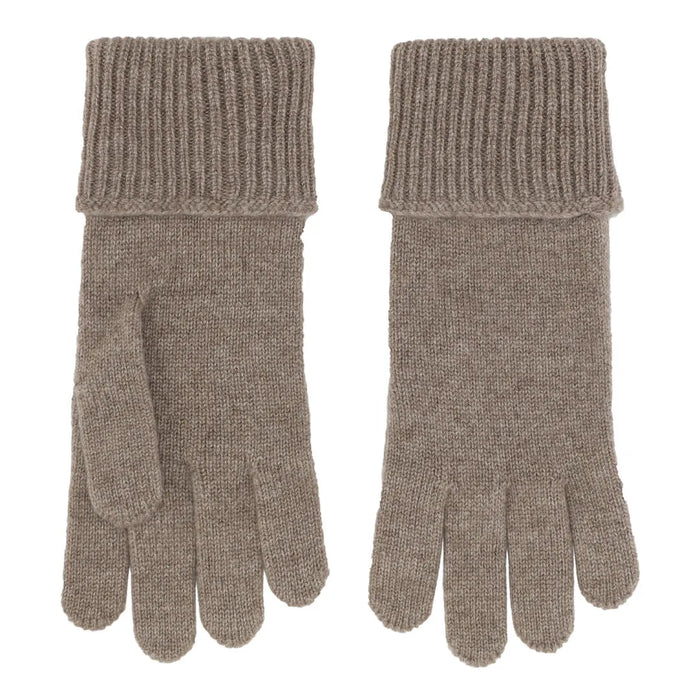 Cashmere handsker med rib kant i mørk beige