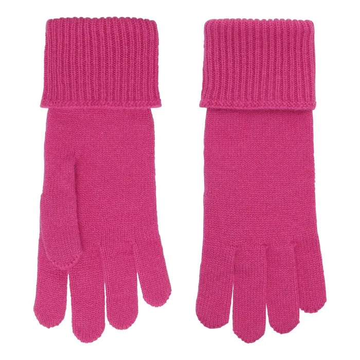 Cashmere handsker med rib kant i pink