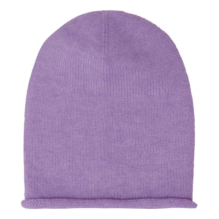Cashmere hue i glat strik i lilla