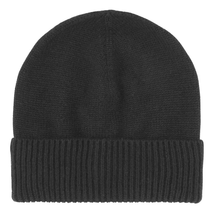 Cashmere hue med rib kant i sort