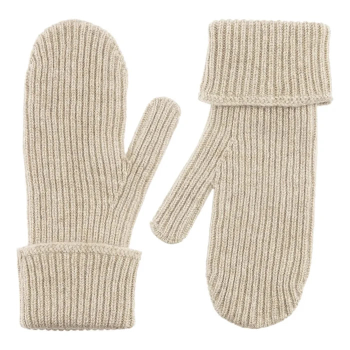 Cashmere rib luffer i lys beige