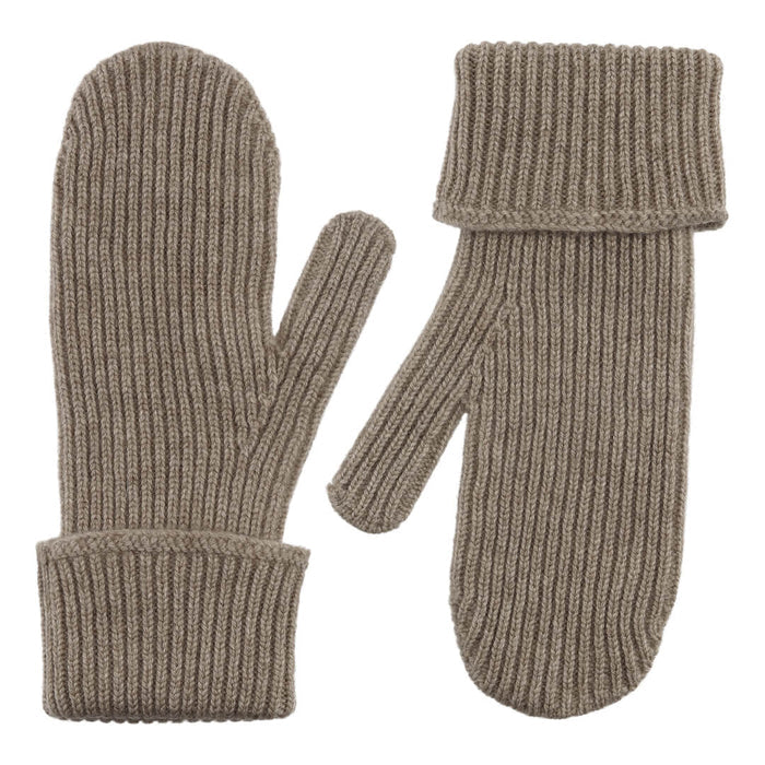 Cashmere rib luffer i mørk beige
