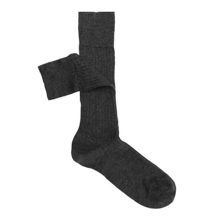 Cashmere strømper i rib mørkegrå