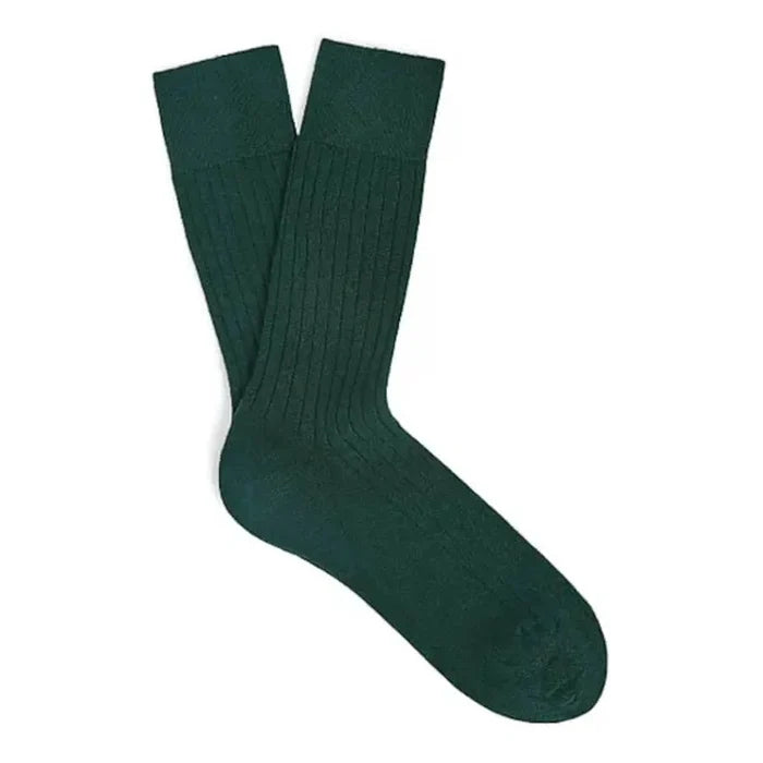 Cashmere strømper i rib mørkegrøn
