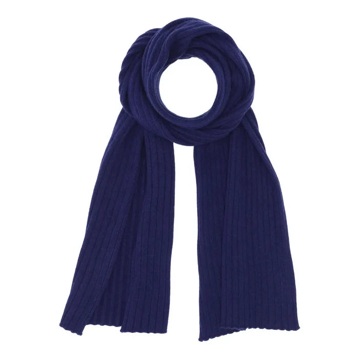 Cashmere tørkløde bred rib strik blå fra Scandinavianlux