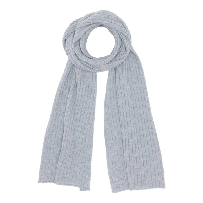 Cashmere tørklæde i bred rib strik grå fra Scandinavianlux