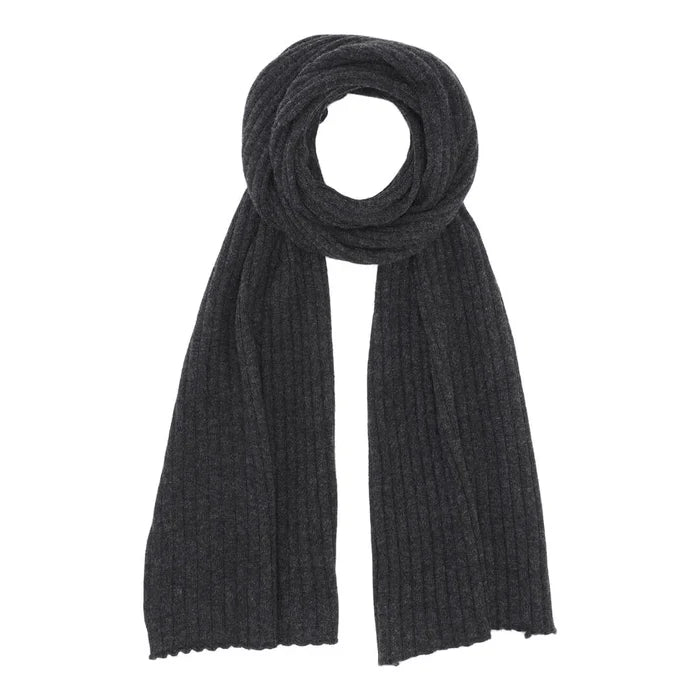 Cashmere tørklæde i bred rib strik mørkegrå fra Scandinavianlux
