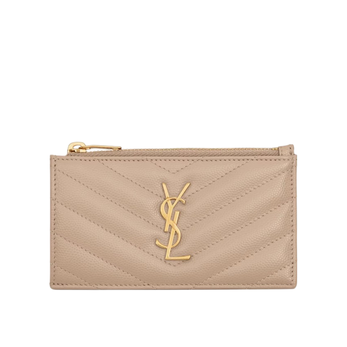 CASSANDRE MATELASSÉ FRAGMENTS CARD CASE IN GRAIN DE POUDRE LEATHER