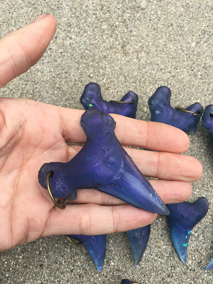 CAST URETHANE SHARK TOOTH PENDANT- DEEP OCEAN BLUE