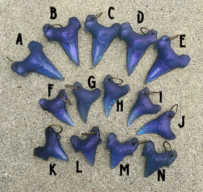 CAST URETHANE SHARK TOOTH PENDANT- DEEP OCEAN BLUE
