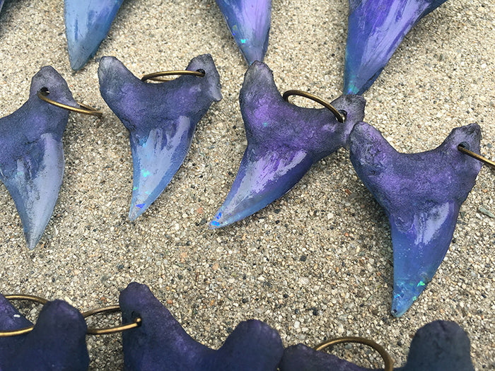 CAST URETHANE SHARK TOOTH PENDANT- DEEP OCEAN BLUE