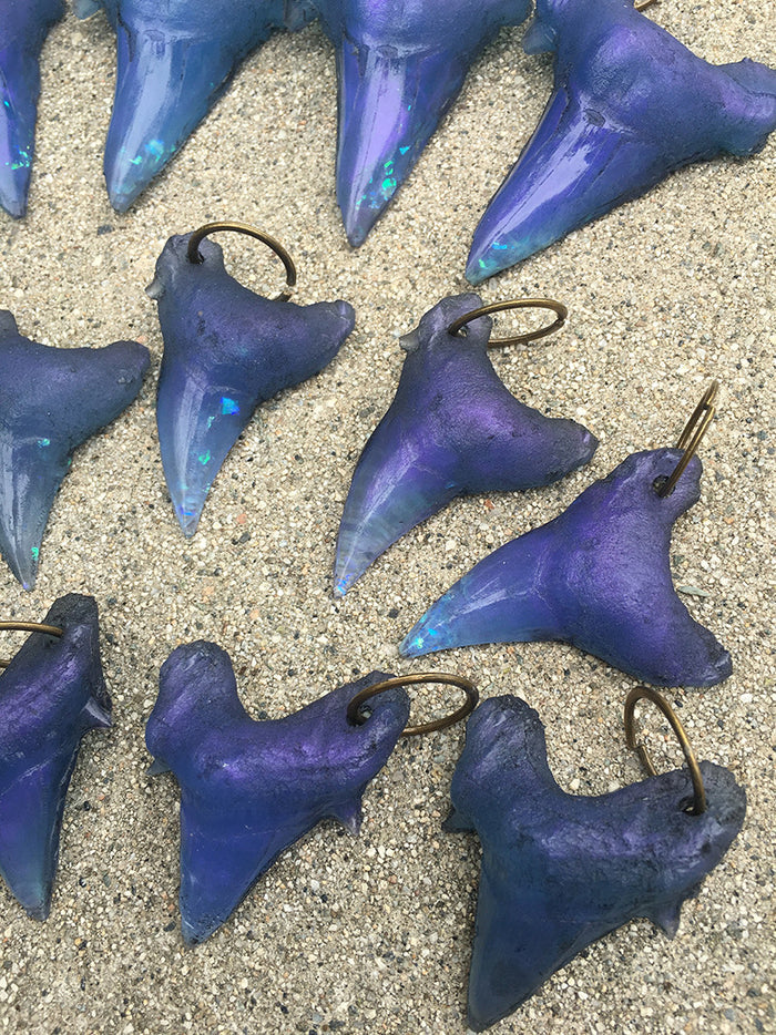 CAST URETHANE SHARK TOOTH PENDANT- DEEP OCEAN BLUE