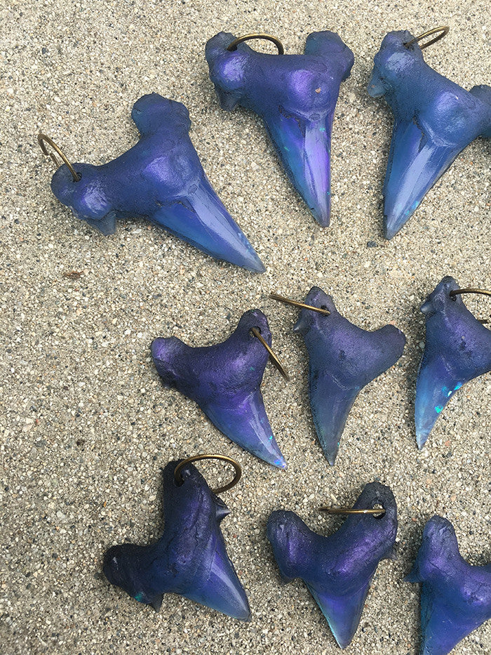 CAST URETHANE SHARK TOOTH PENDANT- DEEP OCEAN BLUE