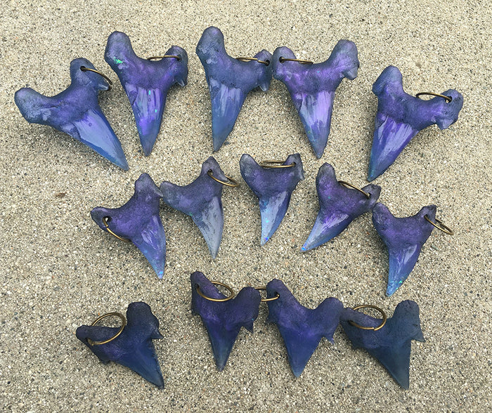 CAST URETHANE SHARK TOOTH PENDANT- DEEP OCEAN BLUE