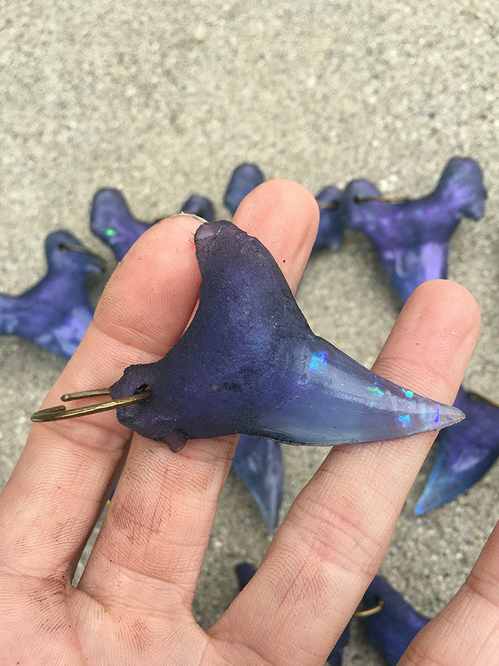 CAST URETHANE SHARK TOOTH PENDANT- DEEP OCEAN BLUE