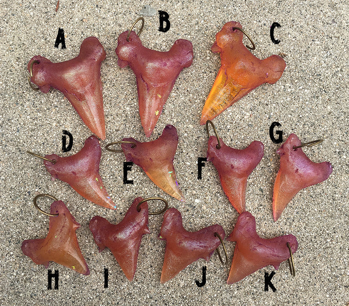 CAST URETHANE SHARK TOOTH PENDANT- SUNSET ORANGE