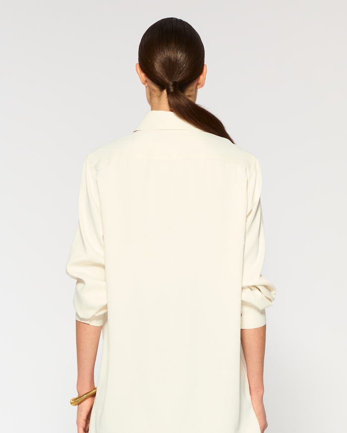 Serena Bute London | Casual Shirt | Ecru | Back View Model Wearing