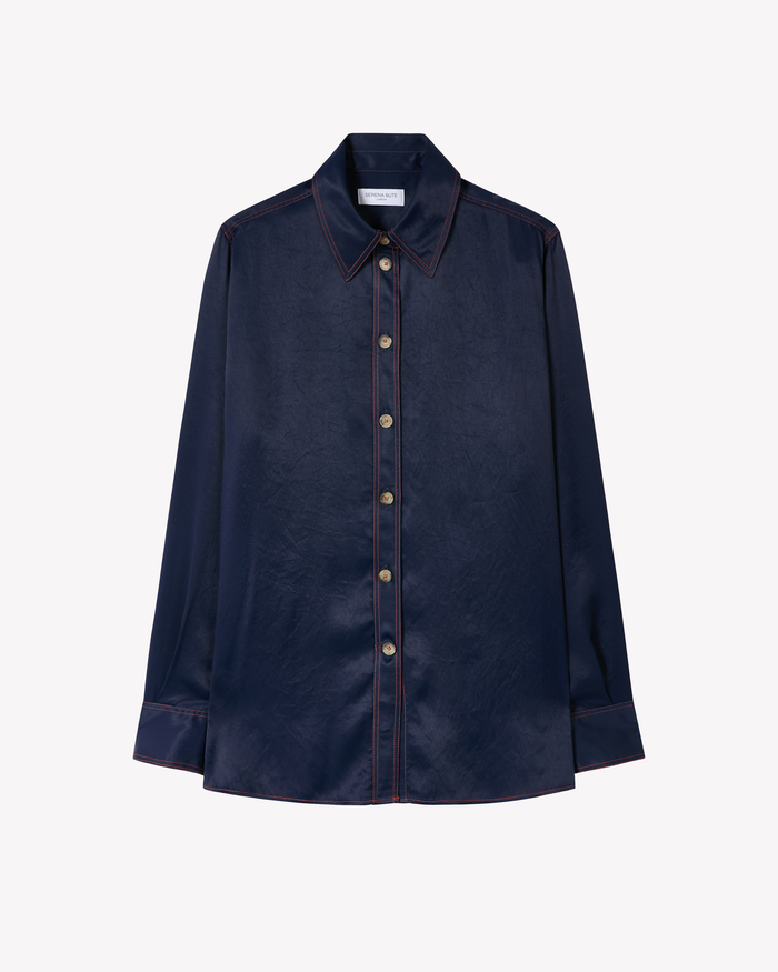 Serena Bute London | Casual Shirt | Navy Blue | Front View