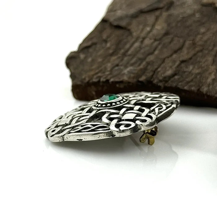 Celtic Brooch with Emerald Center
