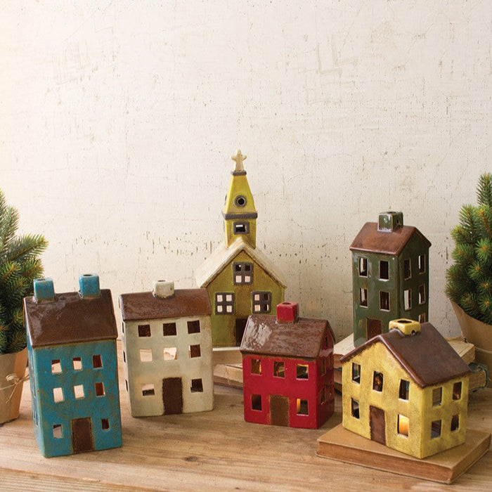 Ceramic Village Candle Lanterns