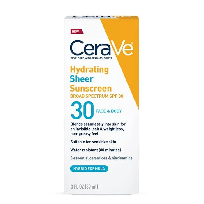 CERAVE Hydrating Sheer Sunscreen Broad Spectrum SPF 30 for Face & Body واقي الشمس للوجه والجسم