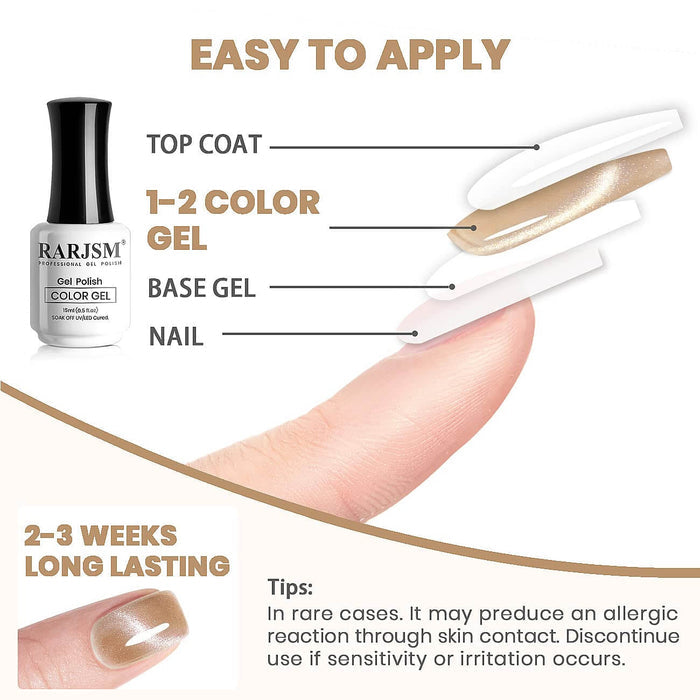 RARJSM ®Champagne Gold Velvet french Jelly Cat Eye Gel Polish 15ml