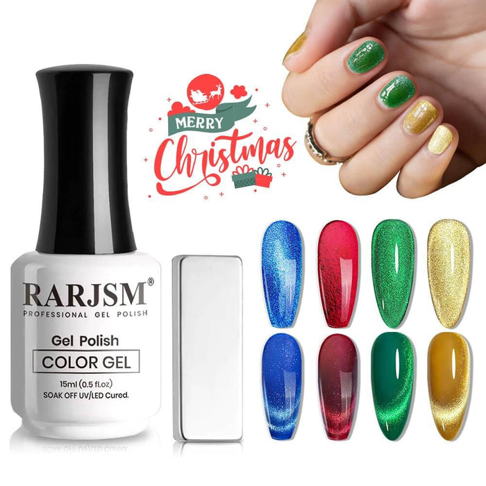 RARJSM ®Christmas Gold Glitter Shiny Cat Eye Gel Polish 15ml