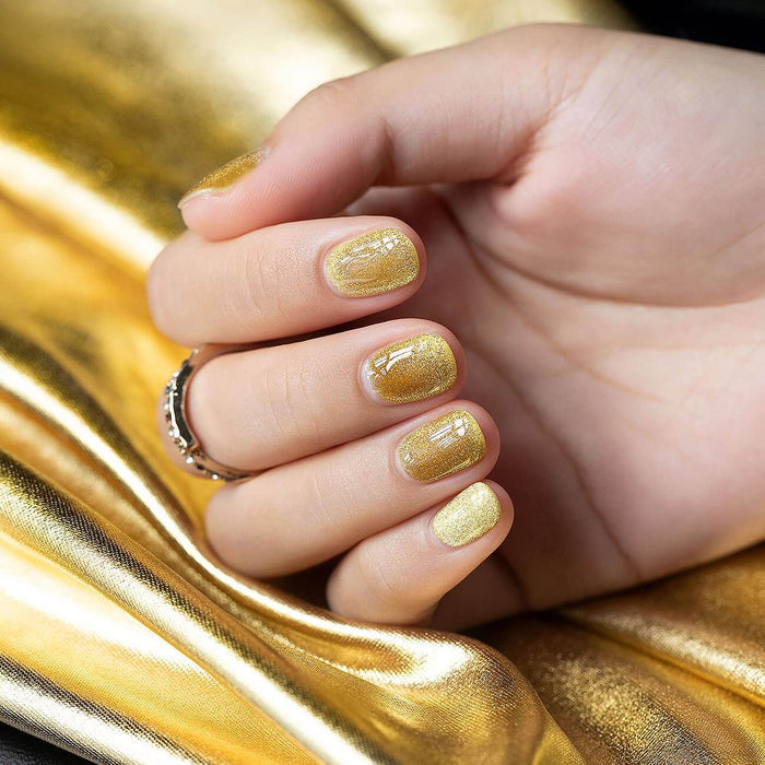 Christmas Gold Cat Eye Nails Dazzling Carnival Lights