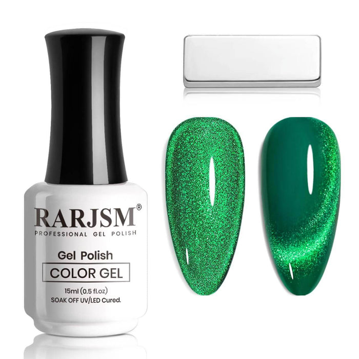Christmas Green Cat Eye Gel Polish RAR733 Bottle Detail