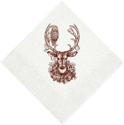 Christmas Deer cocktail napkins with festive deer design, by Alexa Pulitzer, featuring holiday-themed printed paper napkins.