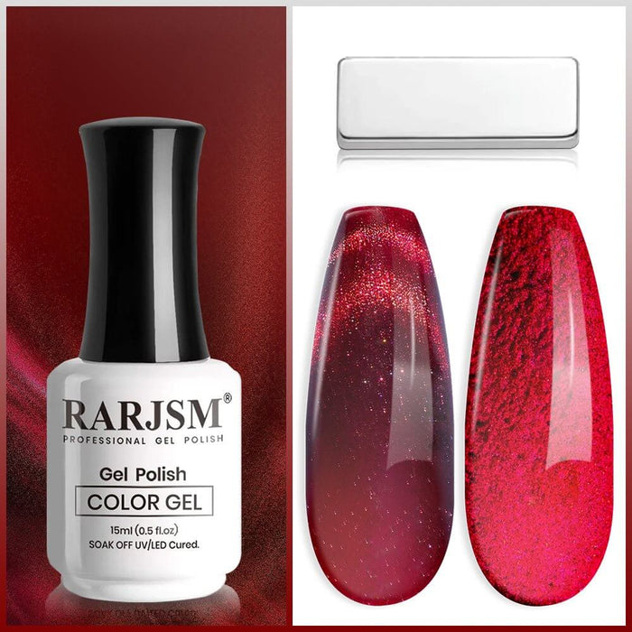 Christmas Red Glitter Shiny Cat Eye Gel Polish TPO HEMA Free 15ml #719