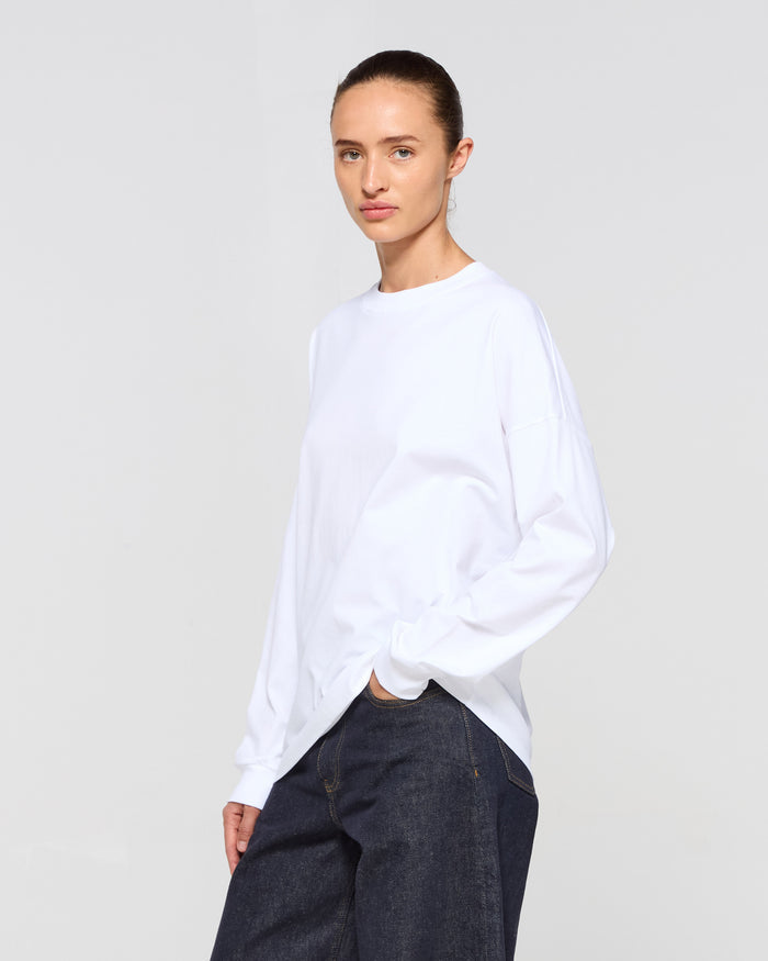 Classic Cotton Long Sleeve T-Shirt - White