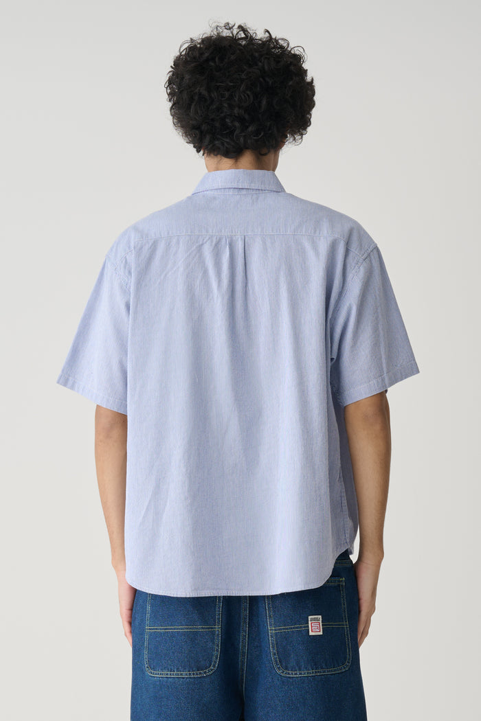 Classic Oxford Short Sleeve Shirt - Navy Stripe