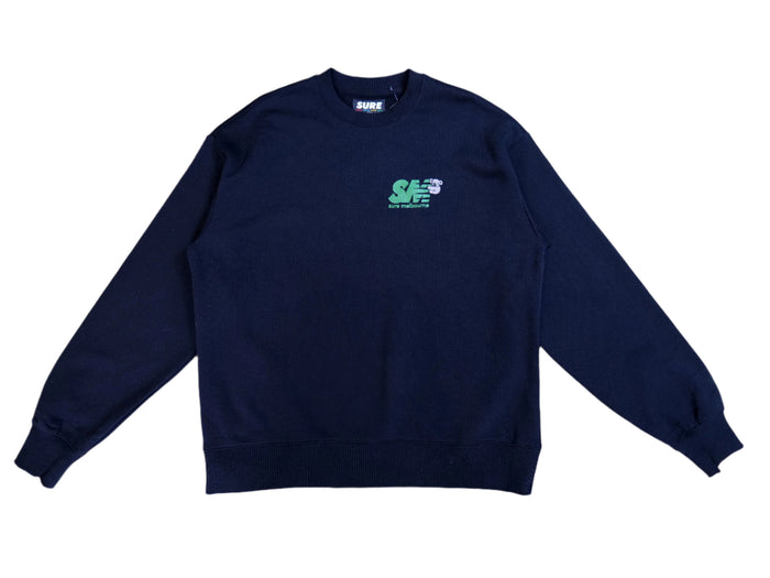 Clippy Heavy Fleece Crew - Black / Dark Green
