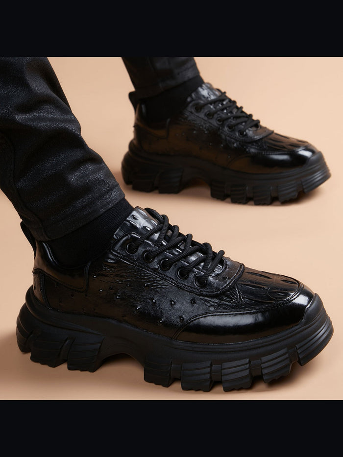 Black handcrafted genuine leather shoes - color image