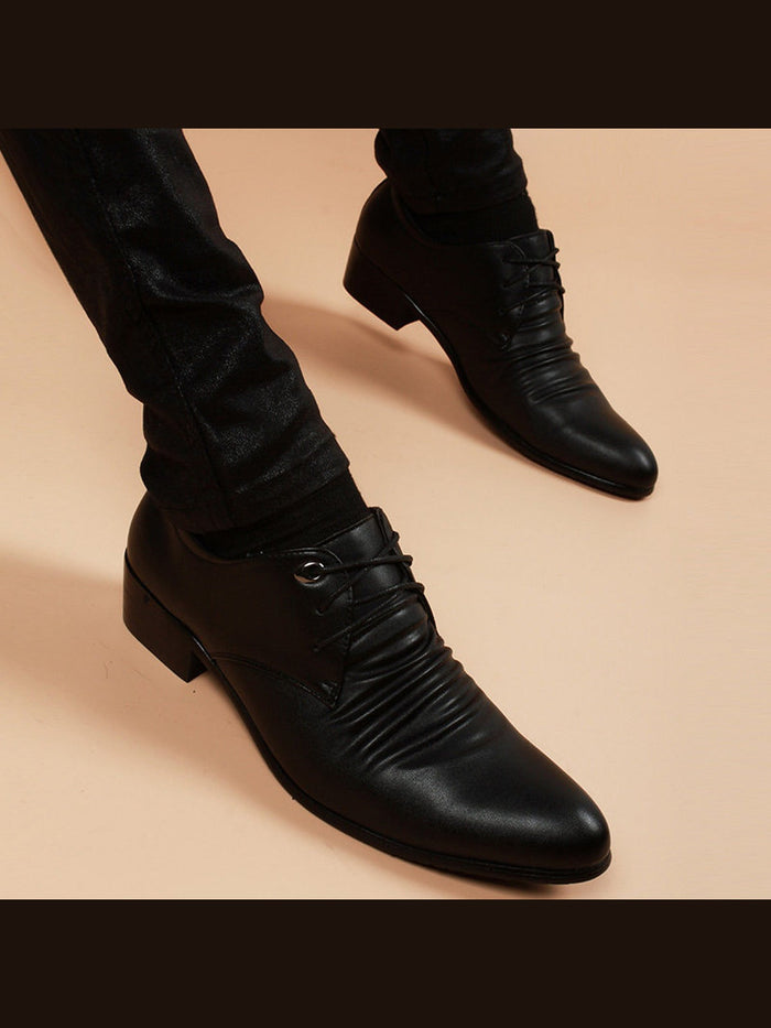 Black handcrafted genuine leather shoes - color image
