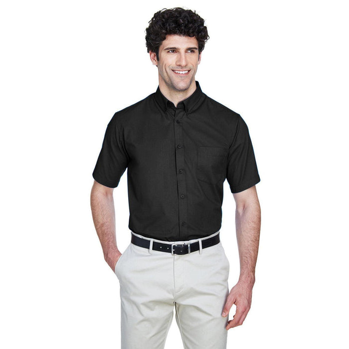 Core 365 Optimum Short-Sleeve Twill Shirt-Men's Dress Shirts-CORE365-Black-S-Thread Logic