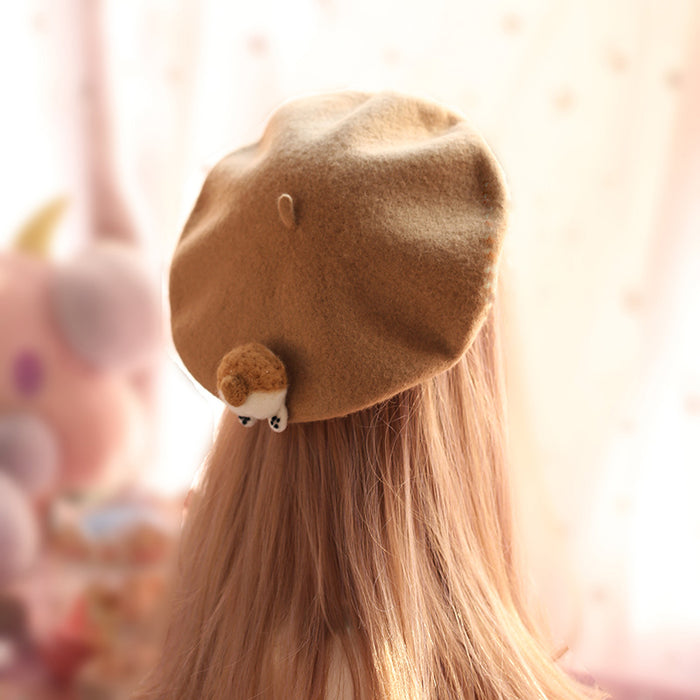 Corgi Artist Beret Hat