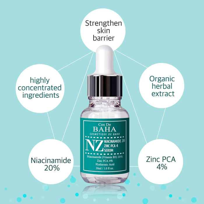 [Cos De BAHA] NZ Niacinamid 20% + Zink PCA 4% Serum 30ml - Ballagrio