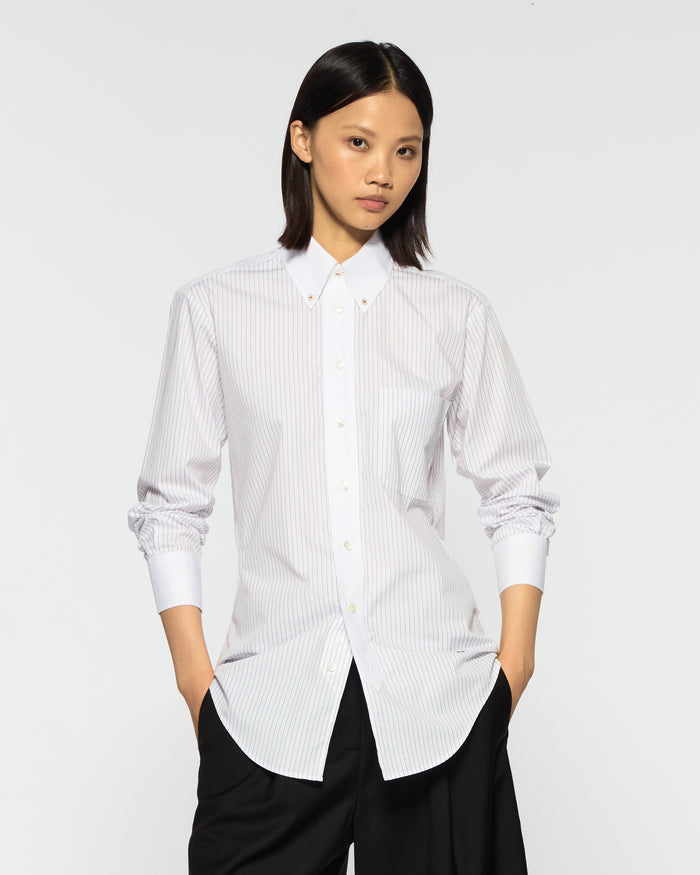 Cotton Johnny Shirt - Burgundy Stripe